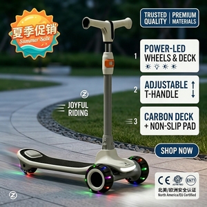 Adjustable Three Wheel Scooter LED Wheels
