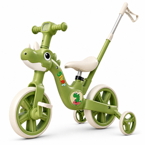 Dino Kids Tricycle with Parent Push Handle Training Wheels